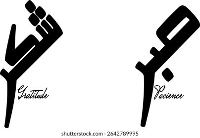 Minimalist Arabic calligraphy poster set featuring the words "Shukr" (Gratitude) and "Sabr" (Patience) in modern Kufi script with English translations. Elegant black typography on beige background