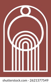 Diseño minimalista del Vector del arte de la pared del arco, Plantilla del corte del laser 