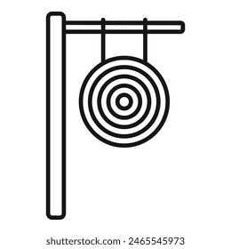 Minimalist archery target icon vector design with black and white line art for accuracy and precision in shooting sport and leisure activities