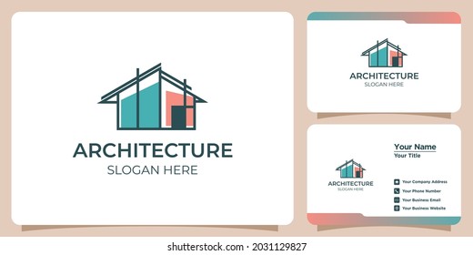 Logotipo de arquitecto minimalista concepto de arte de línea creativa y tarjeta de visita