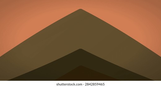 Minimalist architectural composition featuring sharp geometric roof lines against a warm orange sky in modern design aesthetic
