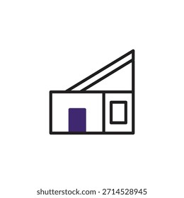 Eine minimalistische architektonische Illustration, die eine einfache, moderne Residenz zeigt. Die klaren Linien und die geometrische Struktur unterstreichen die Prinzipien des modernen Designs. Ideal für die Darstellung moderner