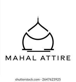 Minimalist Architectural Logo Design Showcasing a Dome with a Modern and Elegant Aesthetic Embodying Mahal Attire Brand Identity