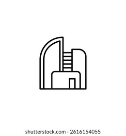 Minimalist architectural structure icon representing modern building design