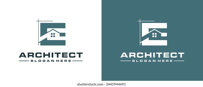 Minimalist architecture logo with initial Letter E logo design