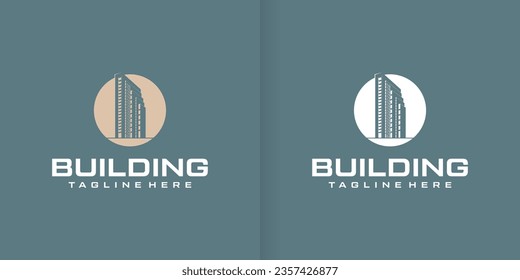 Minimalist architecture logo with line art style. Modern design branding for real estate, building, architecture, construction and renovation