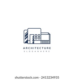 Minimalist architecture logo, simple design,dark color, Line art,for property business, etc. Vector