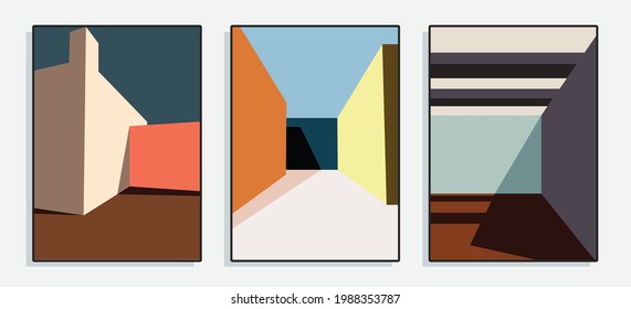 Minimalist Architecture Poster Series Vector Illustration Stock Vector ...