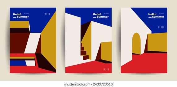 Minimalist Architecture poster series. Vector illustration.
