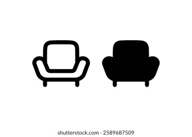 Minimalist armchair icon in outline and solid Vector