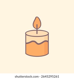 Minimalist aromatherapy candle with soft flame, perfect for relaxation, meditation, wellness spa, home ambiance, and mental health vector illustration