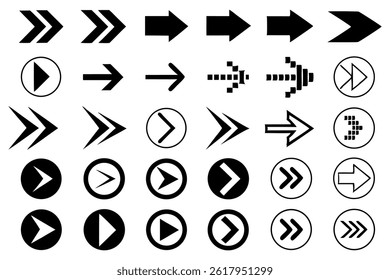  Minimalist Arrow Icons Set  Bold Line Directional Symbols for Web Design