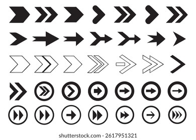  Minimalist Arrow Icons Set  Bold Line Directional Symbols for Web Design