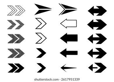  Minimalist Arrow Icons Set  Bold Line Directional Symbols for Web Design