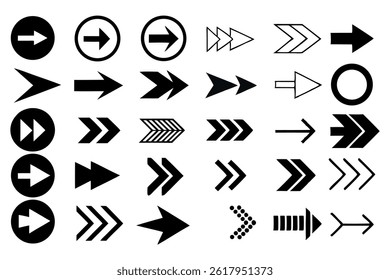  Minimalist Arrow Icons Set  Bold Line Directional Symbols for Web Design