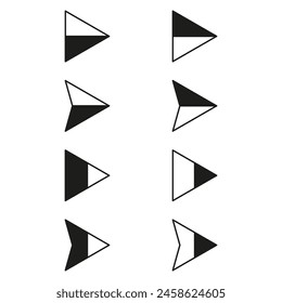 Iconos de flecha minimalista Vector. Conjunto de símbolos de dirección en blanco y negro. Concepto de navegación e interfaz. Diseño gráfico moderno.
