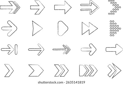 Ícones de Contorno de Seta Minimalista para Interfaces de Usuário, Designs de Navegação e Projetos de Vetor com Estilos Nítidos, Arredondados e Lineares
