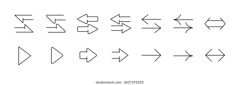 Minimalist arrow symbols collection for design and navigation projects