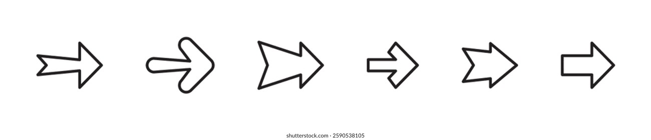 Minimalist Arrow Vector Icon Set Variations