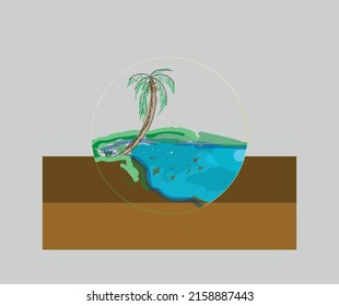 minimalist art coconut tree drawing
