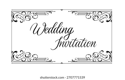 Vector minimalista del marco del art déco para el texto de la invitación de la boda y los bordes florecientes.