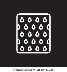 Minimalist art featuring a grid of water drops on a black background; a simple yet striking design great for backgrounds and digital illustrations.