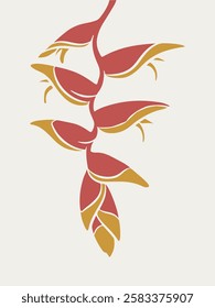 Minimalist art with the heliconia rostrata flower in earthy colors.