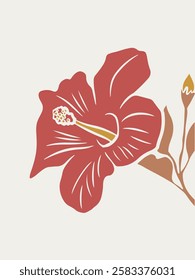 Minimalist art with the hibiscus flower in earthy colors.