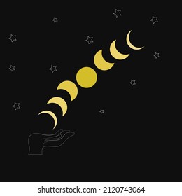 minimalist art print background , set of moon phases and wall art decoration 