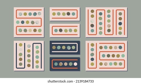 Un conjunto de arte minimalista con colores claros y agradables.