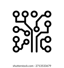 Ícone cerebral de inteligência artificial minimalista formado por conexões de circuito e nós, representando aprendizagem de máquina, redes neurais, processamento de dados e sistemas de tecnologia inteligente