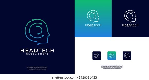 Minimalist Artificial Intelligence Digital Human Icon Logo. High innovation tech logo design inspiration