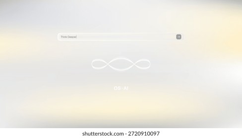 Minimalistische künstliche Intelligenz-Suchschnittstelle, Vektorgrafik mit neuronalem Netzwerksymbol und unscharfem Hintergrund. Konzept von Deep Learning und zukünftigem Technologieassistenten für Web