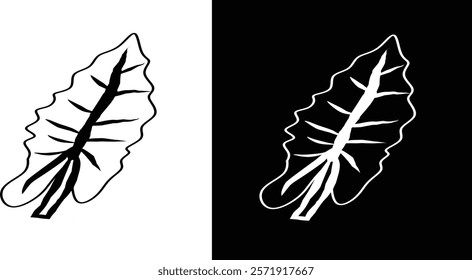 Minimalist Artistic Contrast of a Leaf in Monochrome Style