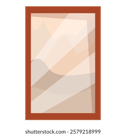 Minimalist artwork featuring a simple wooden frame surrounding an abstract painting with muted colors and geometric shapes