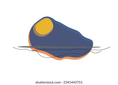 Minimalista del vector de trabajo artístico. El diseño de la isla sobre las líneas del mar y las formas minimalistas azul, naranja y azul sobre fondo blanco. Diseño impreso para ilustración, impresión digital, fondo, elemento. Establecer 8