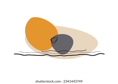 Minimalistisch für Kunstwerk Vektor. Gestaltung von Linien und minimalsten Formen, braun, creme und blau auf weißem Hintergrund. Design-Druck für Illustration, Digitaldruck, Hintergrund, Element. Set 3