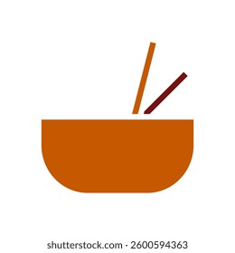 Minimalist Asian Bowl Design with Chopsticks Icon