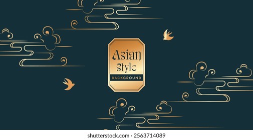 Minimalist asian style cloud vector background
