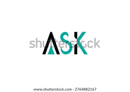 Minimalist ASK Logo Design – Modern Geometric Branding with Teal and Black Contrast