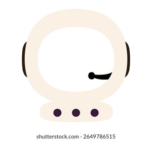 Minimalist astronaut helmet icon with visor and communication device detail. Clipart image isolated on background.
