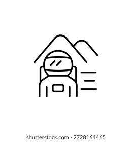 Icono de astronauta minimalista que explora las montañas Viaje al espacio exterior Aventura