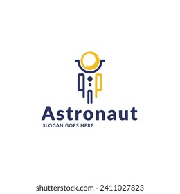 Diseño de logotipo de astronauta minimalista con traje y casco de espacio simplista