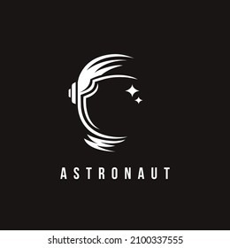 Minimalistisches Astronautenlogo-Symbol, Vektorgrafik-Vorlage auf schwarzem Hintergrund