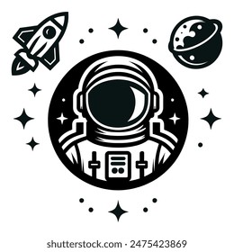 Minimalist astronaut logo icon vector template on white background