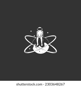 Minimalist astronaut logo vector. illustration of an astronaut with a planet logo template. Vector illustration. Elegant logo