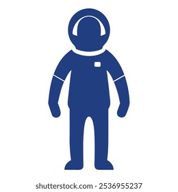 A minimalist astronaut silhouette vector, depicting a lone figure in a spacesuit with a helmet. The simple, clean lines create a bold shape, ideal for versatile digital use.