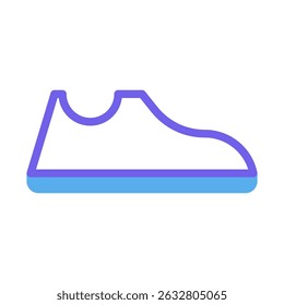 Minimalist athletic shoe outline with vibrant blue and purple color scheme