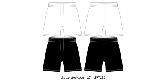 Minimalist Men’s Athletic Shorts Front and Back View Vector Template