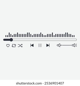 A minimalist audio player interface with controls and a volume slider.